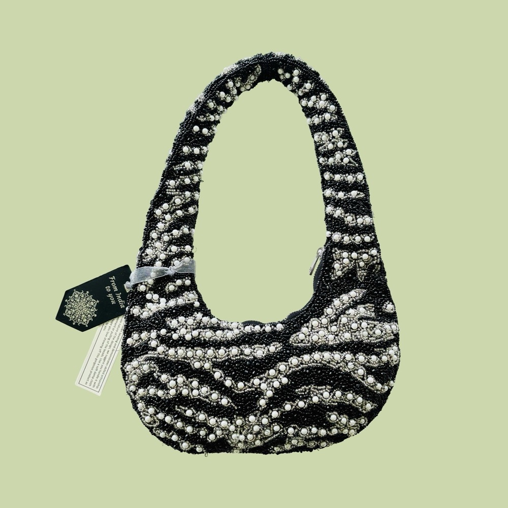 From India to You Viral Tik Tok Animal Print Zebra Beaded Bag